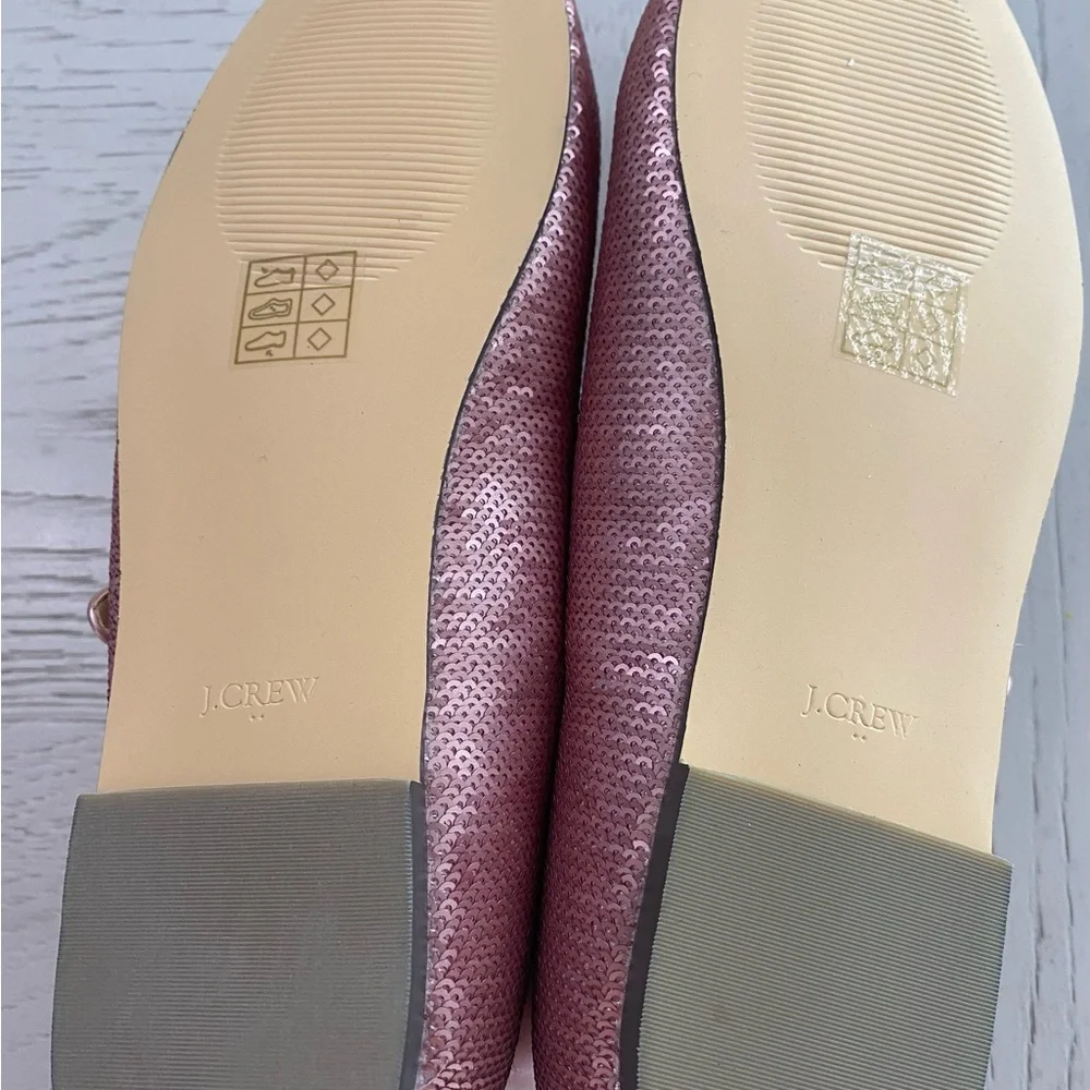 J. Crew Girls' Metallic Light Pink Rose Sparkling Mary Jane Buckle Flats Shoes 5